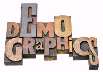 demographics word abstract in wood type