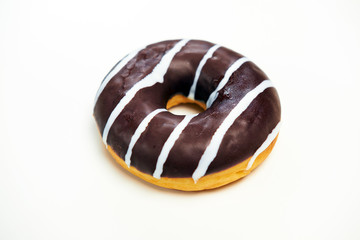 Appetizing donut with sprinkles isolated on white background.