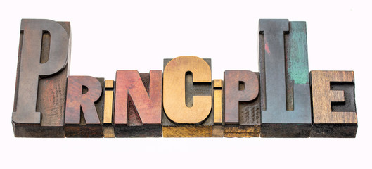 principle word abstract in wood type