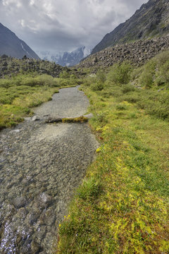 Brook in Akkem valley. Altai mountain. Russia