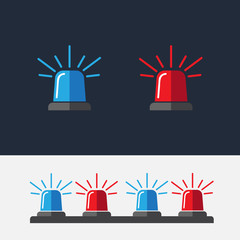 Police flasher sirens set realistic. Siren police light icon flat vector
