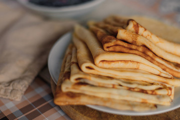 Hot pancakes on a plate