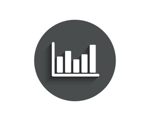 Fototapeta premium Column chart simple icon. Financial graph sign. Stock exchange symbol. Business investment. Circle flat button with shadow. Vector