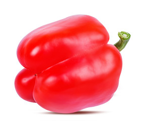 Fresh sweet pepper red bell isolated on white background with clipping path
