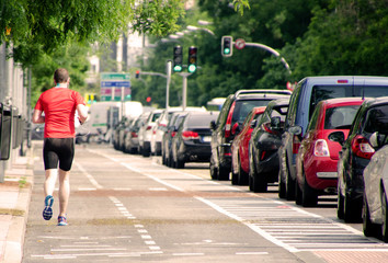 Urban runner in the city of madrid