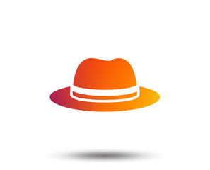 Top hat sign icon. Classic headdress symbol. Blurred gradient design element. Vivid graphic flat icon. Vector