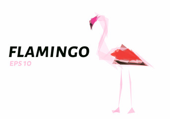 Flamingo are triangles. Low poly flamingo. Vector illustration.