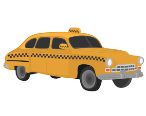 yellow taxi car vector drawing illustration