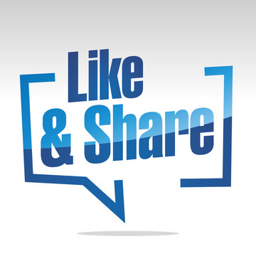 Like and Share white grey blue sticker icon