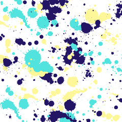 Vector Illustration. Watercolor splash pattern in bright green yellow color. Bold abstract print for spring summer fashion and textile design. Brushstrokes and splatter