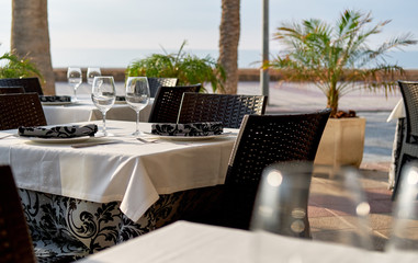 Empty outdoors restaurant.