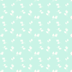 Roses seamless vector geometric monochromatic background - pattern for continuous replicate on turquoise background.