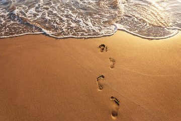 Footsteps on the beach.