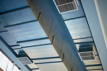 Ventilation on the ceiling, the metal. Ventilation system in the pool