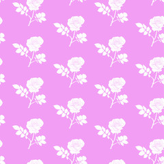 Roses seamless vector pink monochromatic geometric background - pattern for continuous replicate