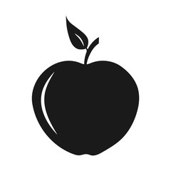 Simple, flat, black and white apple icon. Isolated on white