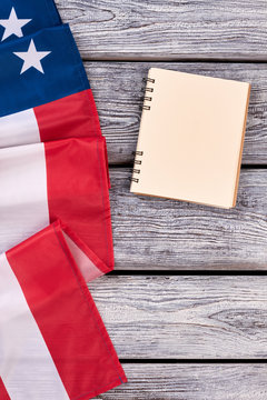 Border from USA flag and notebook. 