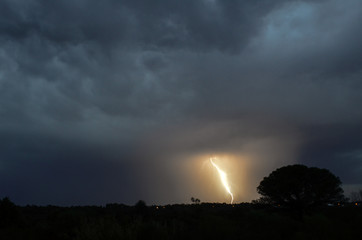 Obraz na płótnie Canvas lightning in grey sky