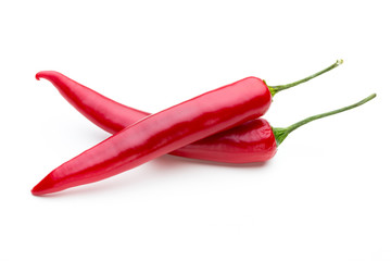 Red chilli pepper isolated on a white background.