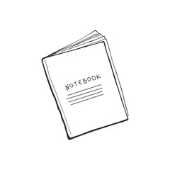 Hand drawn notebook isolated on white background. Copybook sketch vector illustration.