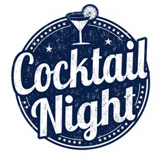 Cocktail night grunge rubber stamp