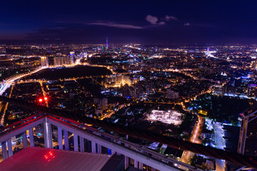 Fototapeta na wymiar Aerial view cityscape at night
