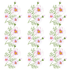 Naklejka na ściany i meble Seamless pattern with wildflowers on white background. Sunny clor flower vector field blossom.