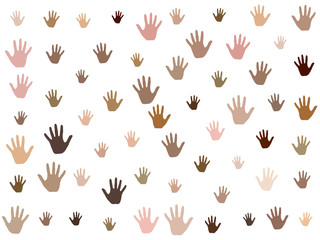 Hands with skin color diversity vector graphic design. Community concept icons, social, national, racial issues symbols. 