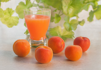 Sweet fresh peaches and juice