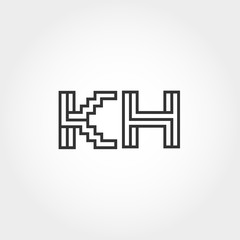 Initial Letter KH Logo Template Vector Design