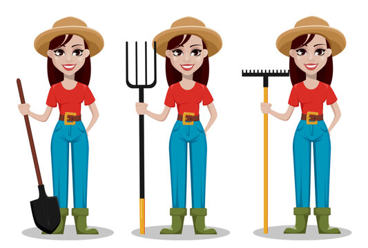Female farmer cartoon character