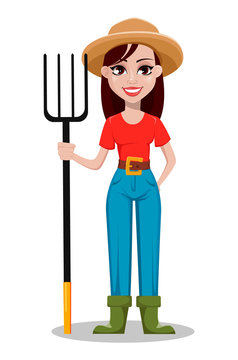 Female farmer cartoon character