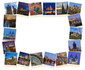 Fototapeta na wymiar Frame made of Prague in Czech republic images (my photos)