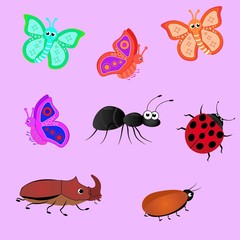 Насекомые, жуки, бабочки, муравей