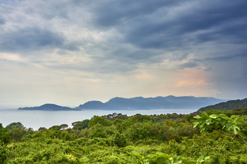 Obraz premium View At the Gulf of La Spezia, Liguria Italy from Montemarcello