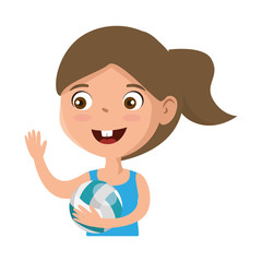 little girl playing volleyball character vector illustration design