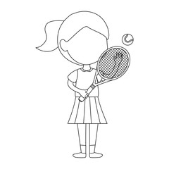 little girl playing tennis character vector illustration design