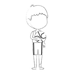 little boy playing basketball character vector illustration design