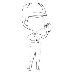 little boy playing baseball character vector illustration design