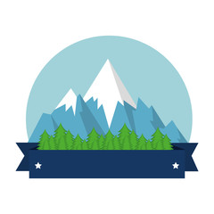 snow mountains canadian seal vector illustration design