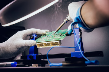 Repair of electronic devices, soldering and circuit board