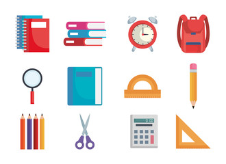 back to school set icons vector illustration design