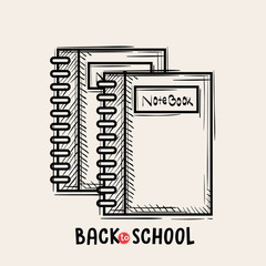 notebooks back to school drawing vector illustration design