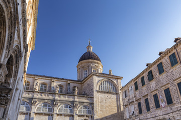 Fototapeta na wymiar Beautiful afternoon Croatian light hits the Dubrovnik Cathedral.