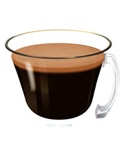 hot chocolate in glass mug