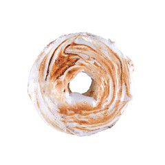 Obraz premium Donut sweet sugar crust marshmallow cream brulee on white background isolated