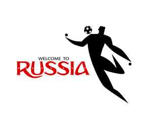 welcome to rusia vector with football theme