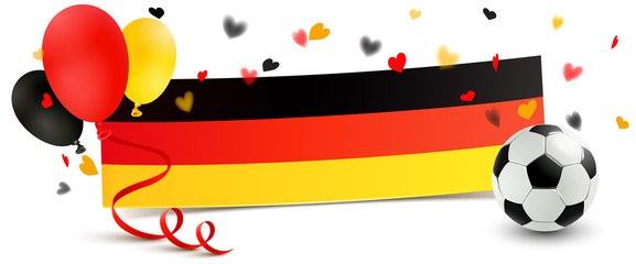 Deutschland Fußball Banner mit Luftballons und Konfetti 