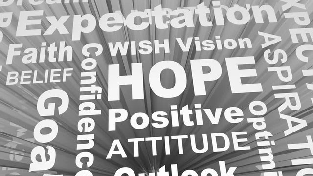 Hope Positive Attitude Outlook Optimism Faith Words 3d Render Animation