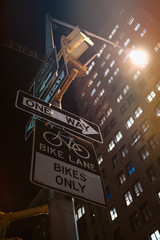 Street night photography sign travel business urban nyc manhatan downtown traffic car 